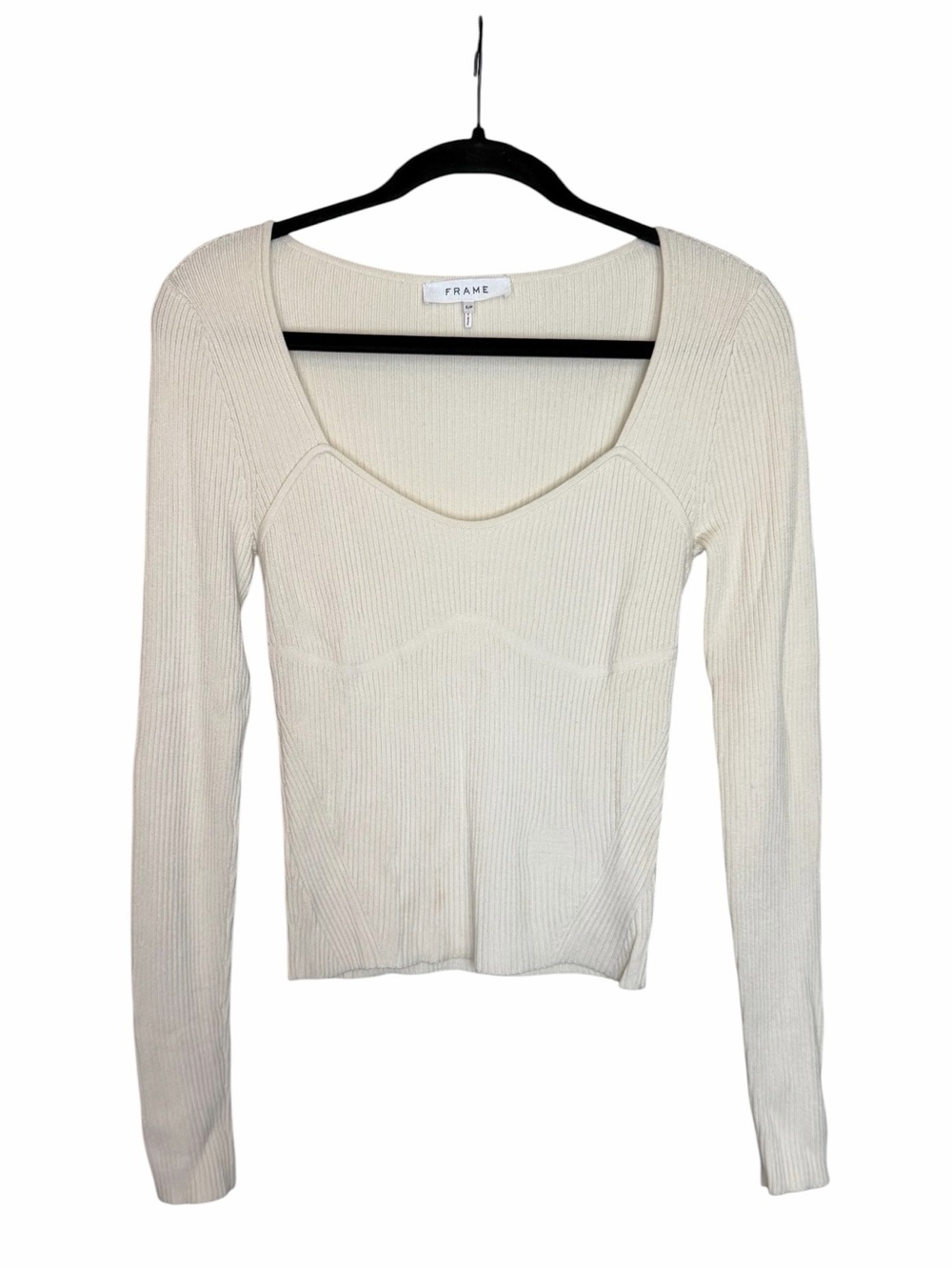 Frame Ribbed Zip Long Sleeve Top - Size Small - Picture 2 of 11